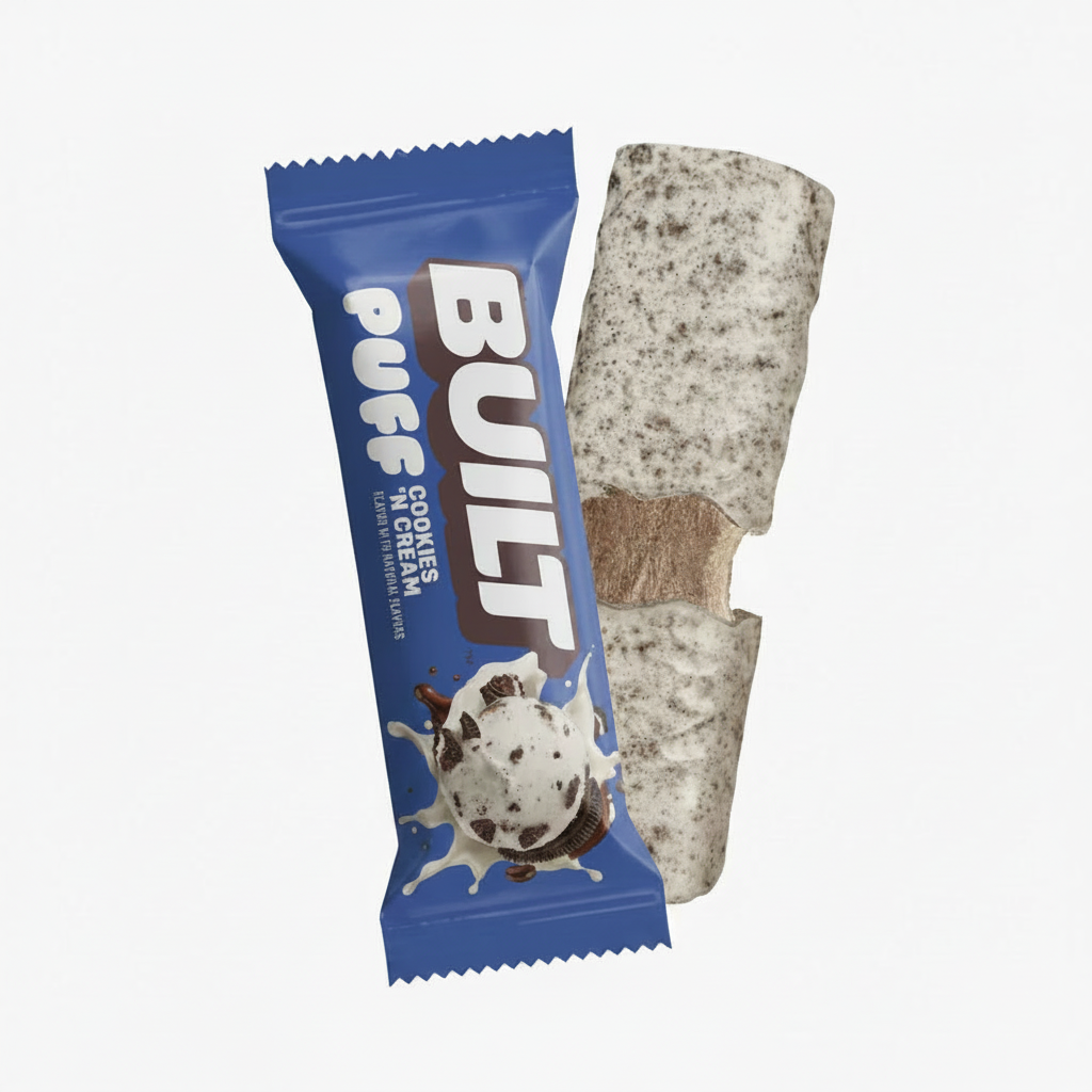 Built Puff Cookies N Cream bar - fond blanc