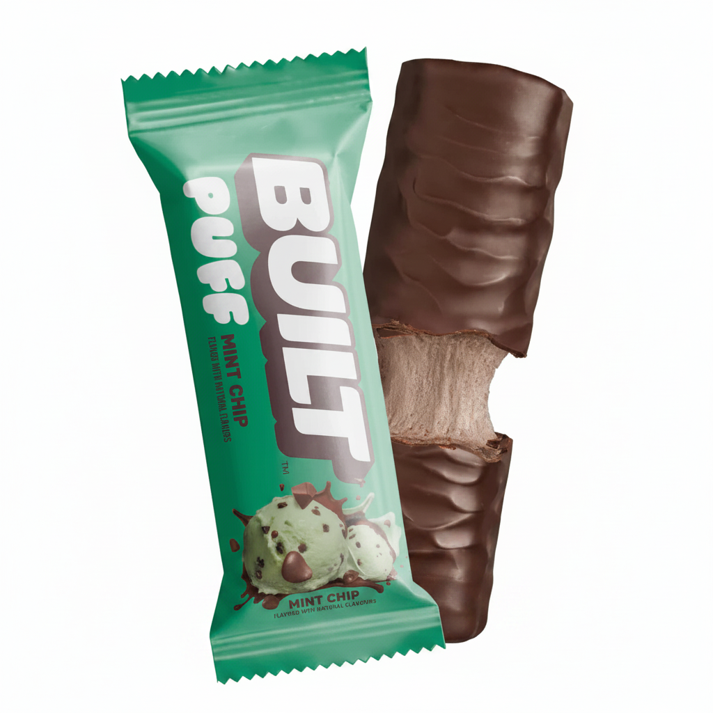Built Puff Mint Chip bar - fond blanc